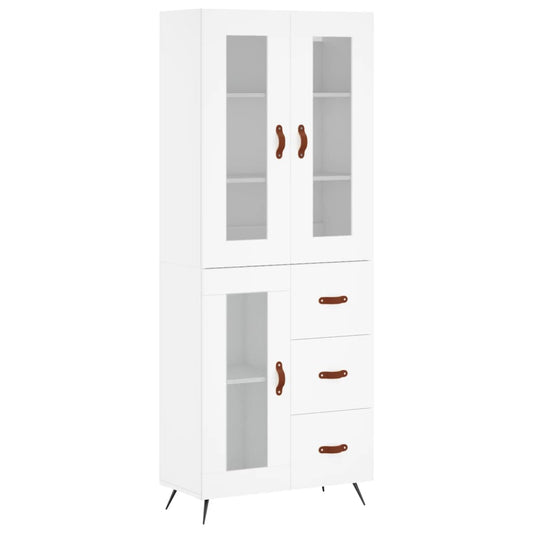 Skříň Highboard Bílá 69,5 X 34 X 180 Cm Kompozitní Dřevo