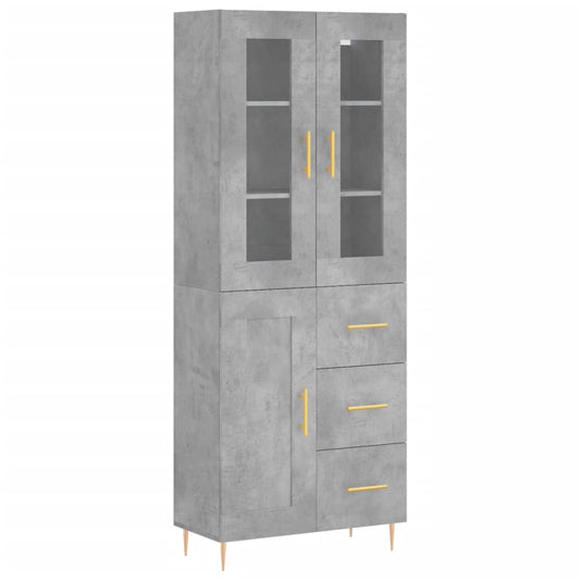 Skříň Highboard Betonově Šedá 69,5X34X180 Cm Kompozitní Dřevo
