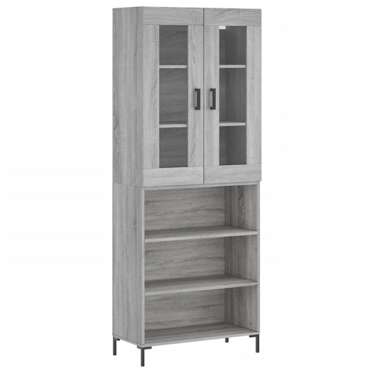 Skříň Highboard Šedá Sonoma 69,5 X 34 X 180 Cm Kompozitní Dřevo