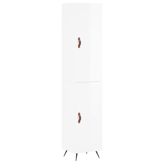 Skříň Highboard Bílá S Vysokým Leskem 34,5X34X180 Cm Kompozit