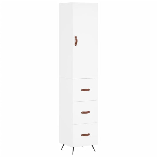 Skříň Highboard Bílá 34,5 X 34 X 180 Cm Kompozitní Dřevo