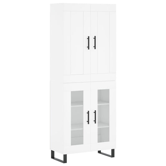 Skříň Highboard Bílá 69,5 X 34 X 180 Cm Kompozitní Dřevo