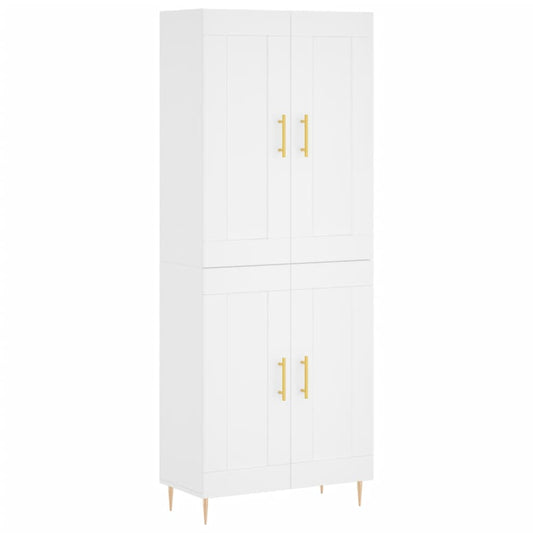 Skříň Highboard Bílá 69,5 X 34 X 180 Cm Kompozitní Dřevo