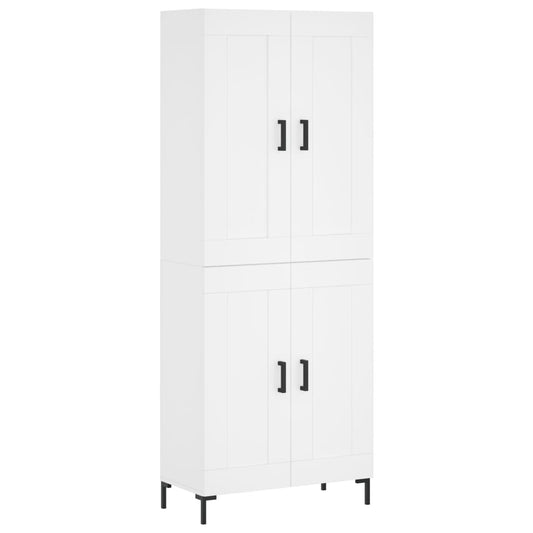 Skříň Highboard Bílá 69,5 X 34 X 180 Cm Kompozitní Dřevo