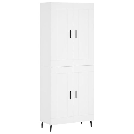 Skříň Highboard Bílá 69,5 X 34 X 180 Cm Kompozitní Dřevo