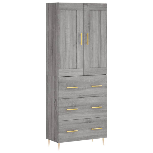 Skříň Highboard Šedá Sonoma 69,5 X 34 X 180 Cm Kompozitní Dřevo