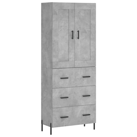 Skříň Highboard Betonově Šedá 69,5X34X180 Cm Kompozitní Dřevo