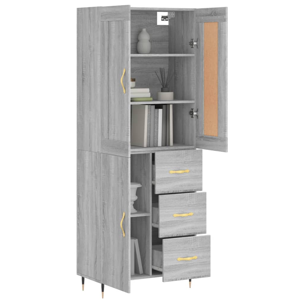 Skříň Highboard Šedá Sonoma 69,5 X 34 X 180 Cm Kompozitní Dřevo
