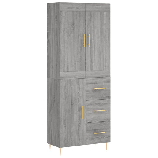 Skříň Highboard Šedá Sonoma 69,5 X 34 X 180 Cm Kompozitní Dřevo