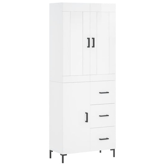 Skříň Highboard Lesklá Bílá 69,5 X 34 X 180 Cm Kompozitní Dřevo