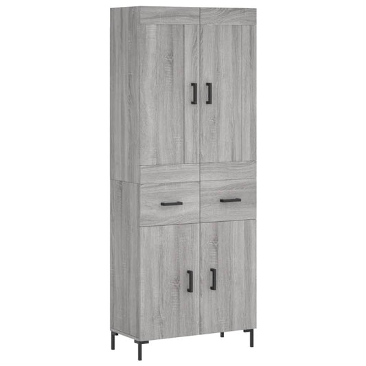 Skříň Highboard Šedá Sonoma 69,5 X 34 X 180 Cm Kompozitní Dřevo