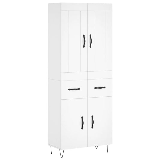 Skříň Highboard Bílá 69,5 X 34 X 180 Cm Kompozitní Dřevo
