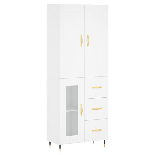 Skříň Highboard Bílá 69,5 X 34 X 180 Cm Kompozitní Dřevo
