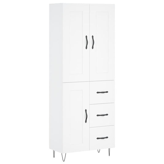 Skříň Highboard Bílá 69,5 X 34 X 180 Cm Kompozitní Dřevo
