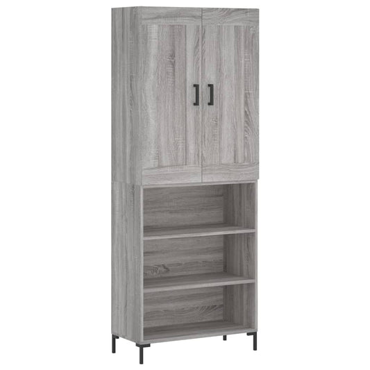Skříň Highboard Šedá Sonoma 69,5 X 34 X 180 Cm Kompozitní Dřevo
