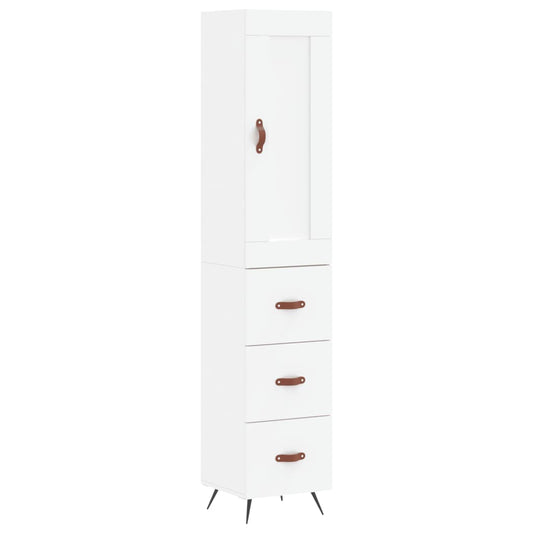 Skříň Highboard Bílá 34,5 X 34 X 180 Cm Kompozitní Dřevo