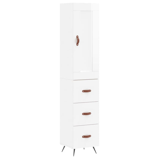 Skříň Highboard Bílá S Vysokým Leskem 34,5X34X180 Cm Kompozit