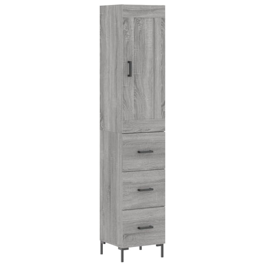 Skříň Highboard Šedá Sonoma 34,5 X 34 X 180 Cm Kompozitní Dřevo