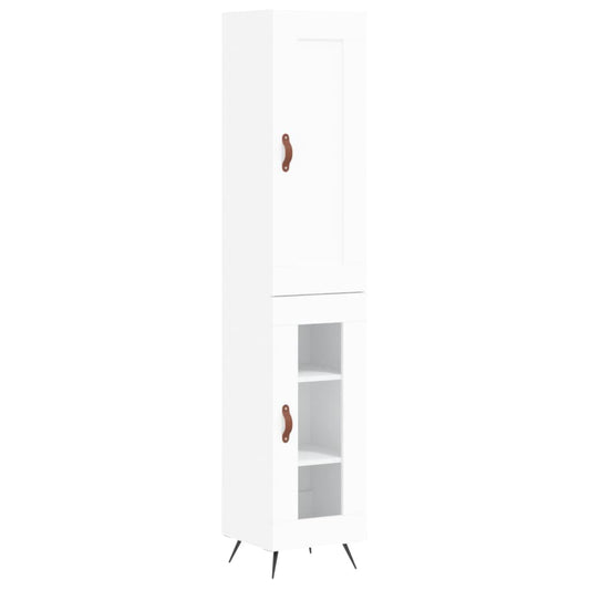 Skříň Highboard Bílá 34,5 X 34 X 180 Cm Kompozitní Dřevo