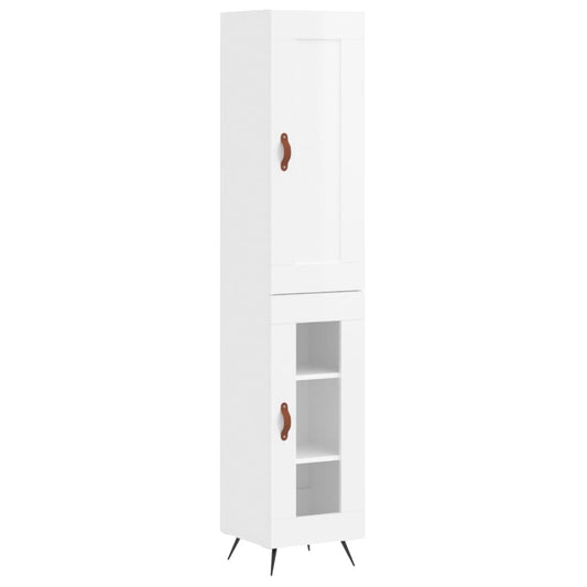 Skříň Highboard Bílá S Vysokým Leskem 34,5X34X180 Cm Kompozit
