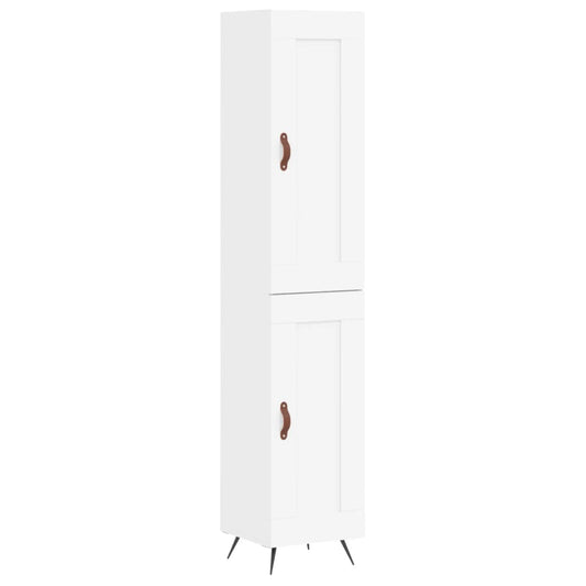 Skříň Highboard Bílá 34,5 X 34 X 180 Cm Kompozitní Dřevo