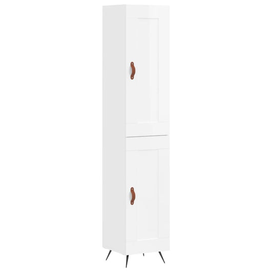 Skříň Highboard Bílá S Vysokým Leskem 34,5X34X180 Cm Kompozit