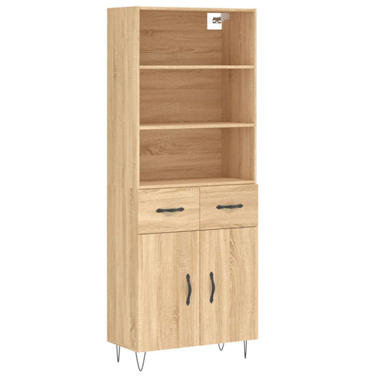 Skříň Highboard Dub Sonoma 69,5 X 34 X 180 Cm Kompozitní Dřevo