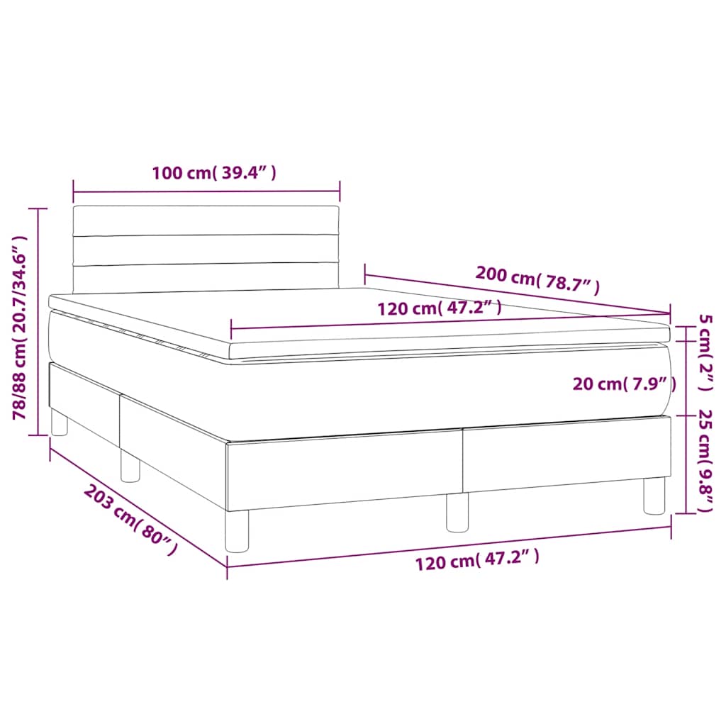 Box Spring Postel S Matrací Tmavě Zelená 120 X 200 Cm Samet