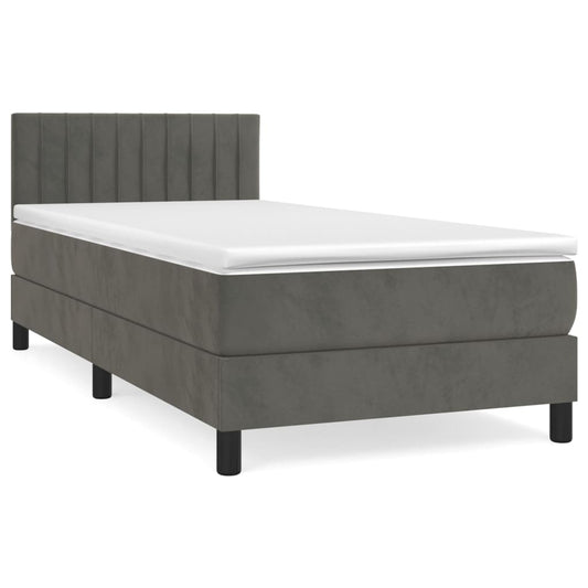 Box Spring Postel S Matrací Samet Tmavě Šedá