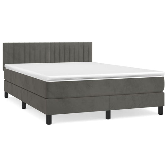 Box Spring Postel S Matrací Samet Tmavě Šedá
