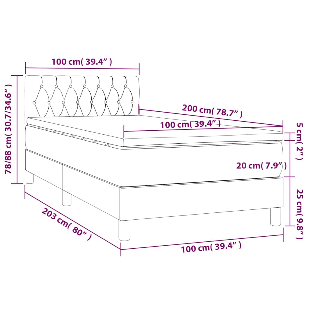 Box Spring Postel S Matrací Tmavě Zelená 100X200 Cm Samet