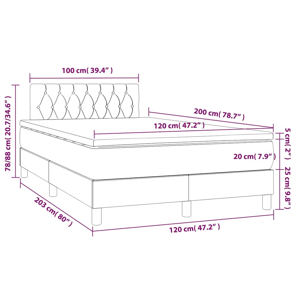 Box Spring Postel S Matrací Tmavě Zelená 120 X 200 Cm Samet