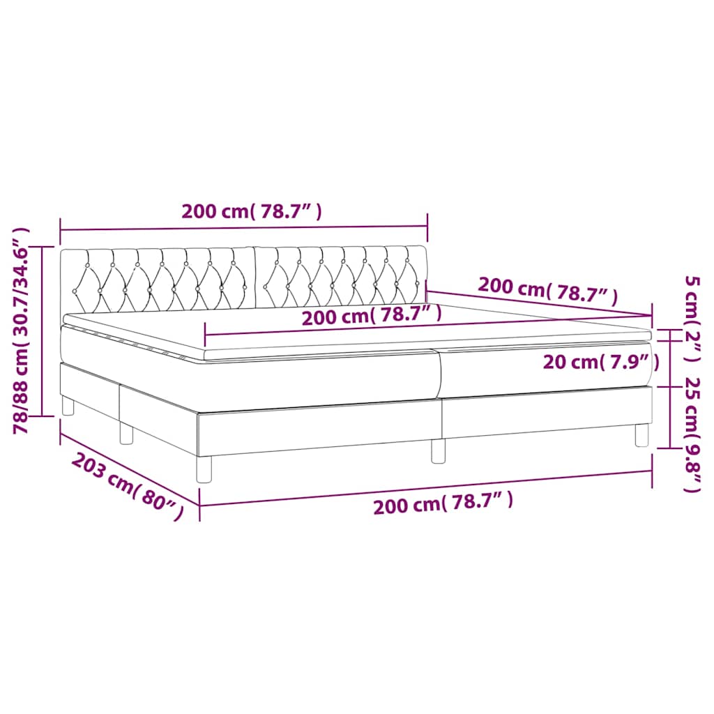 Box Spring Postel S Matrací Tmavě Modrá 200X200 Cm Samet