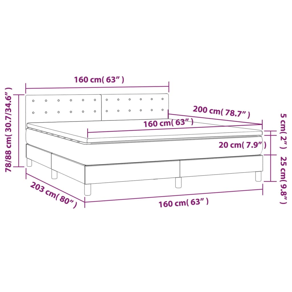 Box Spring Postel S Matrací Samet Tmavě Šedá
