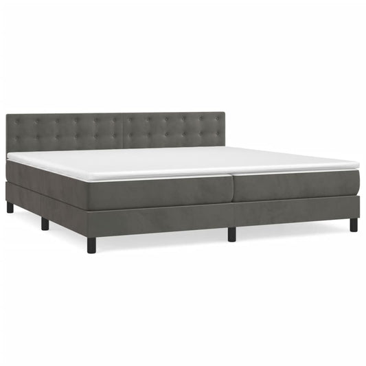 Box Spring Postel S Matrací Samet Tmavě Šedá