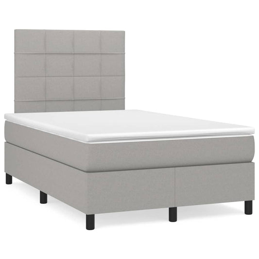 Box Spring Postel S Matrací Textil Světle Šedá