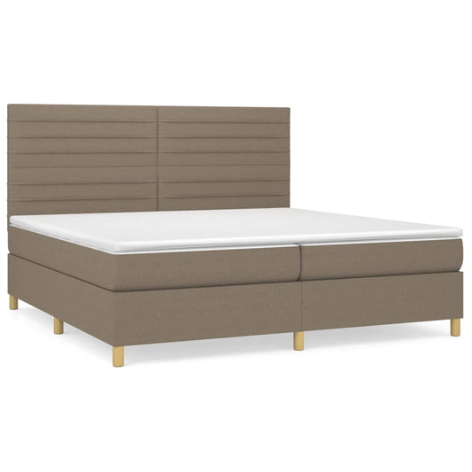 Box Spring Postel S Matrací Taupe 200X200 Cm Textil
