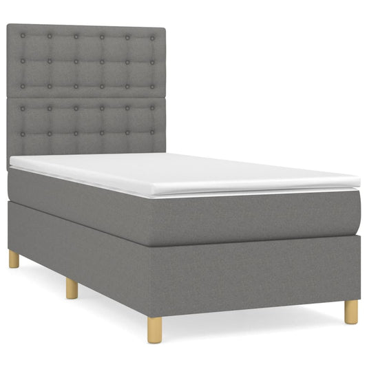 Box Spring Postel S Matrací Textil Tmavě Šedá