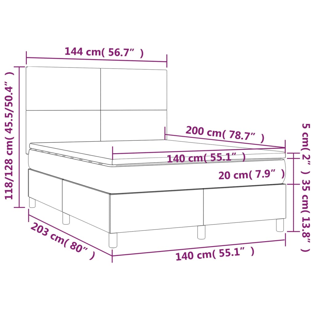 Box Spring Postel S Matrací Krémová 140X200 Cm Umělá Kůže