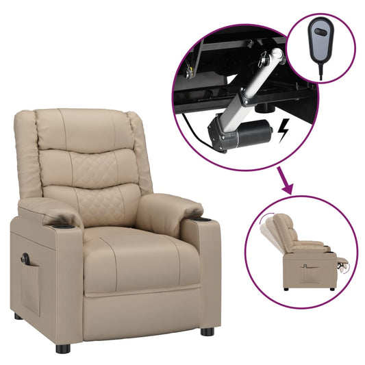 Elektrické Polohovací Křeslo Cappuccino Umělá Kůže
