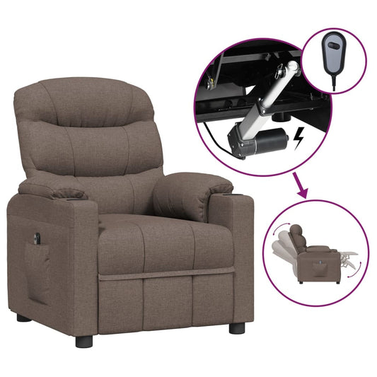 Elektrické Polohovací Křeslo Taupe Textil