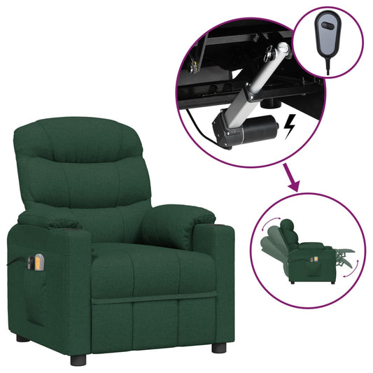 Elektrické Masážní Křeslo Tmavě Zelené Textil
