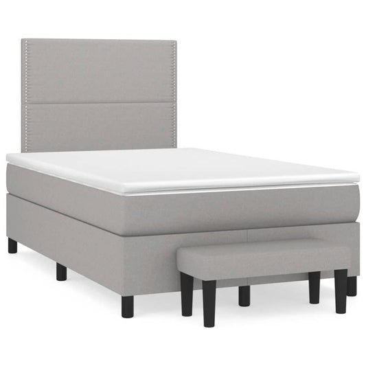 Box Spring Postel S Matrací Textil Světle Šedá