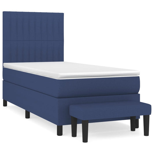 Box Spring Postel S Matrací Modrá 80X200 Cm Textil