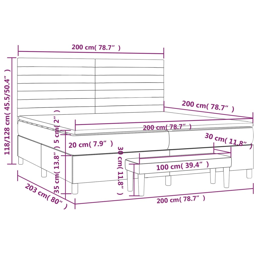 Box Spring Postel S Matrací Tmavě Hnědá 200X200 Cm Textil