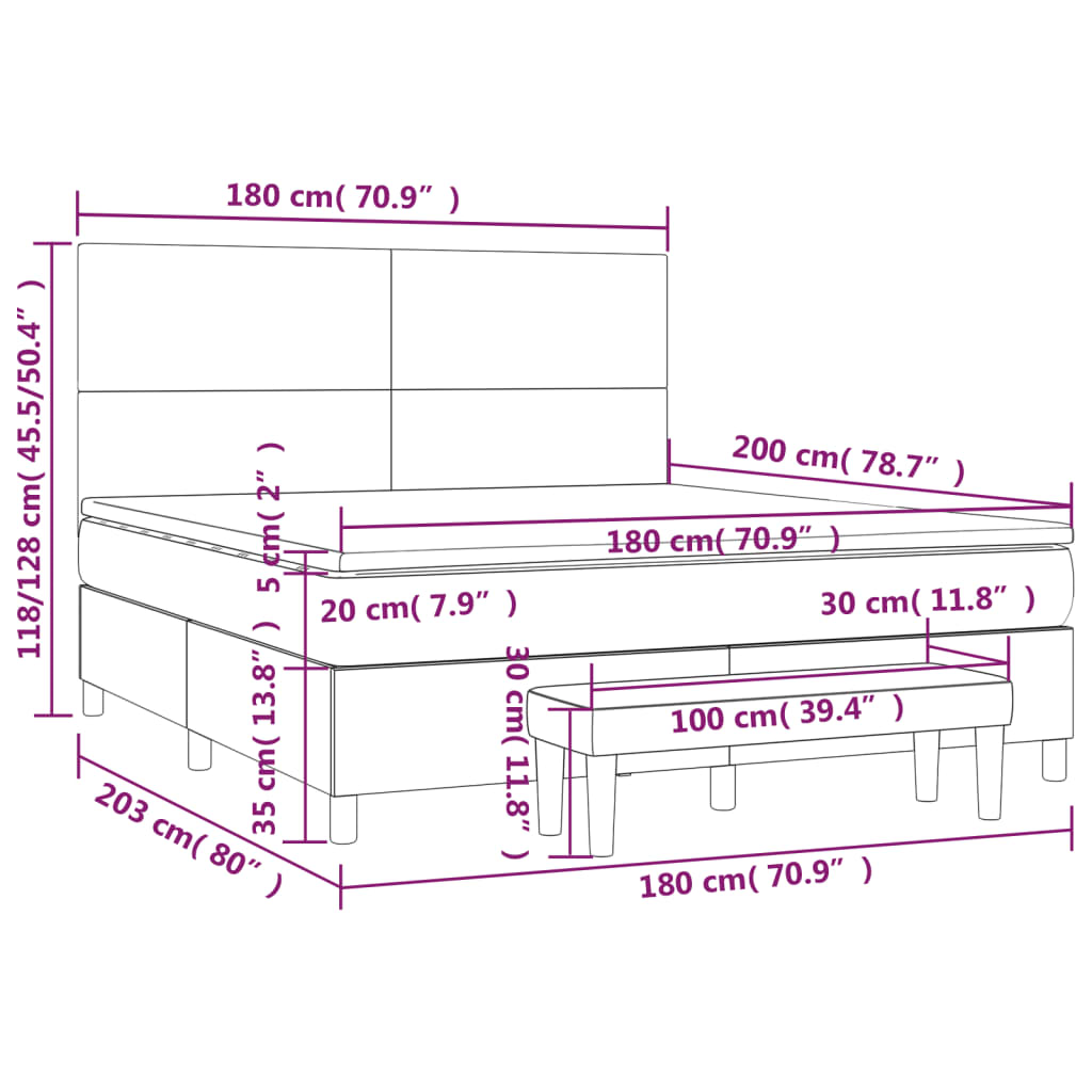 Box Spring Postel S Matrací Růžová 180X200 Cm Samet