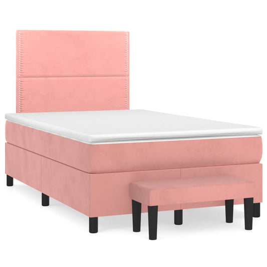 Box Spring Postel S Matrací Samet Růžová