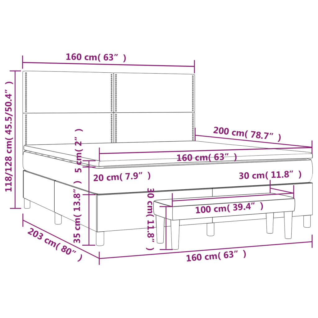 Box Spring Postel S Matrací Růžová 160X200 Cm Samet