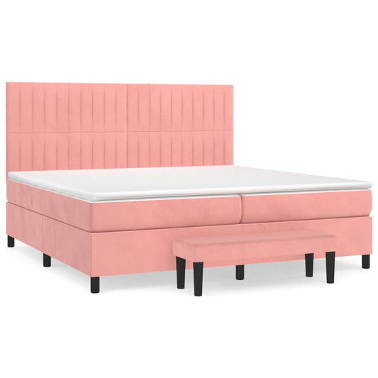 Box Spring Postel S Matrací Růžová 200X200 Cm Samet