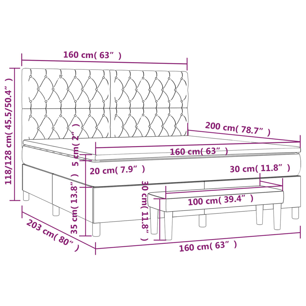 Box Spring Postel S Matrací Růžová 160X200 Cm Samet